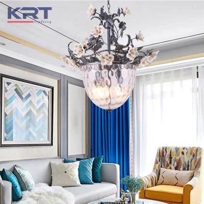 China Modern Creative Modern Flower Ceiling Hanging Pendant Lighting Around Glass Ball Lamps Restaurant Hotel Chandelier for sale