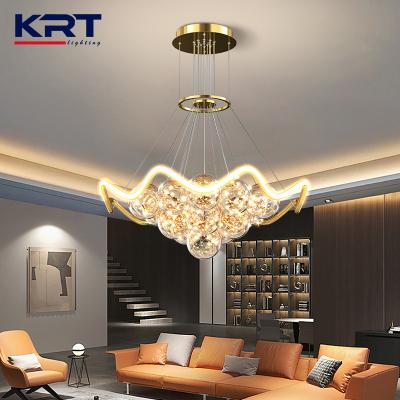 China Modern Light Chandelier Welcomed Popular Ring Light Led Modern Gold Design Style Glass Gold Pendant for sale