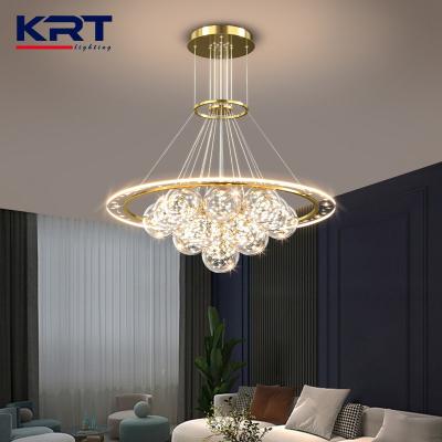 China Modern Nordic romantic simple bedroom living room dining room decoration glass led bubble ball pendant lamp for sale