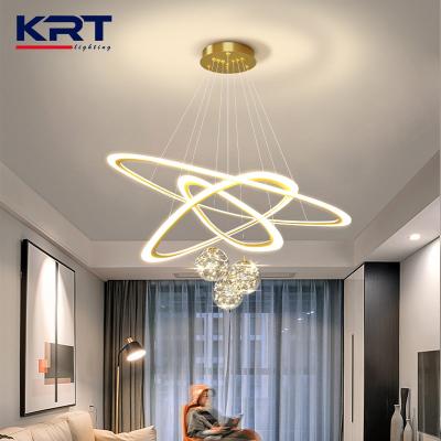 China Modern Led Ceiling Pendant Lamp For Dining Living Room Acrylic Circle Ring Chandelier Dimmable Bedroom Kitchen Indoor Lighting for sale