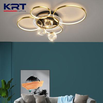 China New Modern Nordic Gold Frame Indoor Remote Living Room Led Chandelier Lighting for sale