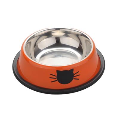 China High Non-automatic Orange Color Steel Candy Dish Food Bowl Cat Dog Rabbit Pet Potty for sale