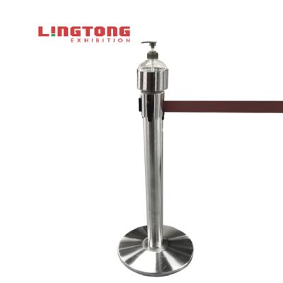 China Stainless Steel Manual Hand Dispenser And Queue Barrier Stainless Post In Exhibitions for sale