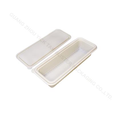 China Original Plastic Cornstarch Food Storage Container Fruit Packing Box Pet Salad Clear Tray for sale