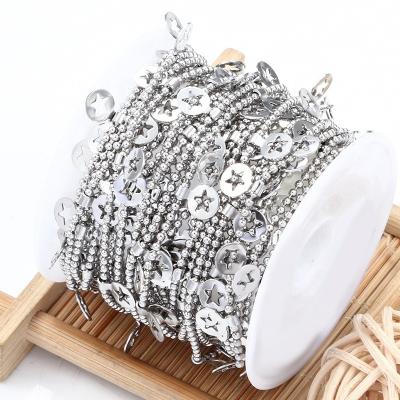 China Environmental Friendly Stainless Steel Color Clamping Star Chain Wave Bead Star Necklace Bracelet Sweater Chain Welding Chain for sale