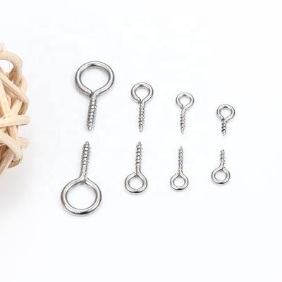 China Diy Jewelry Accessories Connector 20pcs Screw Eye Small Pins Threaded Eye Nail Stainless Steel 9-Shaped Screw Diy Jewelry Accessories Connector for sale