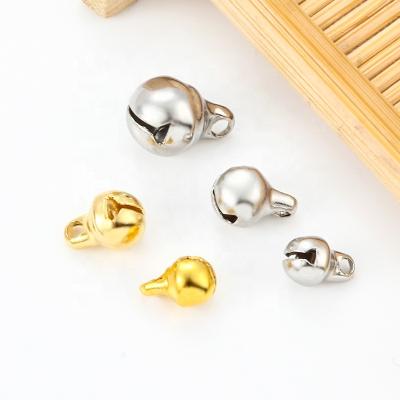 China Extend Tail Chain Jewelry Accessories Stainless Steel Gold Bell Hollow Small Gold Plated Wind Bell Pendant Small Real for sale