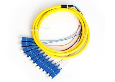 China Yellow 12 Fiber Optic Pigtail Cables 12 Colors SC LC FC ST E2000 MU MTRJ for sale