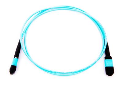 China Bundle 10G OM3 Light Blue MPO MTP Patch Cord Preterminated Optical Jumper for sale