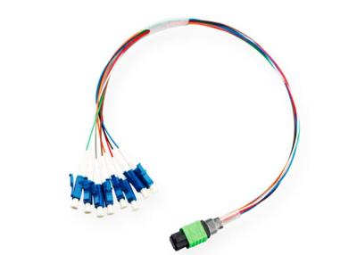 China MPO to LC 12-Fiber Pigtail MTP Patch Cord Single Mode 1M PC / APC Outdoor Jumper for sale