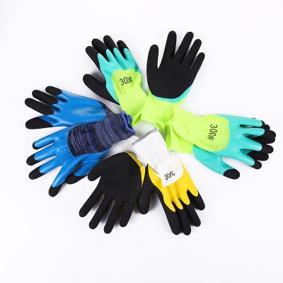 China Comfortable Duarble Latex Dipping Gloves Polyester Rubber Coated Durable Breathable Increase Finger Work Latex Gloves for sale