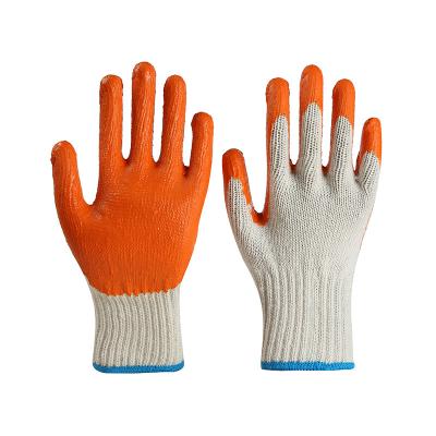 China Factory Price Cotton Orange Coat Comfortable Dip Resistant Latex Gloves Rubber Duarble Wear Durable Work Gloves for sale