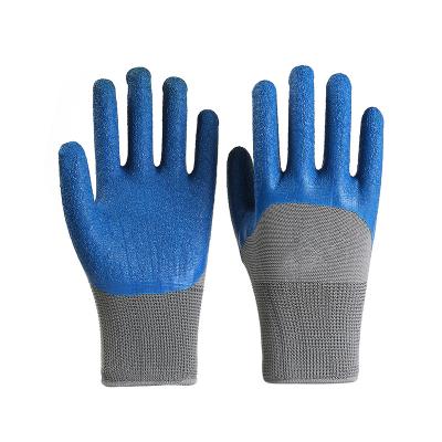 China Wholesale Duarble 13 Gauge Wrinkle Ply Latex Gloves Comfortable Wholesale Coat Dip Resistant Durable Work Gloves for sale