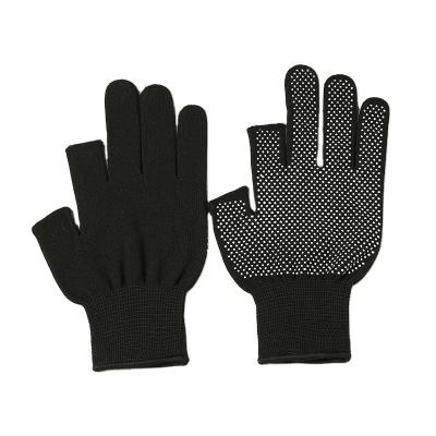 China Work Protection 2 Half Fingers PVC Dotted Gloves Riding Sport Durable Working 13 Gauge Polyester PVC Dotted Gloves for sale