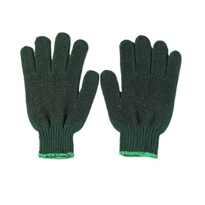 China Safety PVC Dot Cotton Gloves 7 Gauge England Dark Green British Garden Industrial Work Gloves for sale