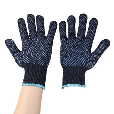 China Safety Double 2 Sides PVC Dotted Gloves 7 Gauge 10 Dark Blue Cotton Yarn Knitted PVC Dotted Gloves for sale