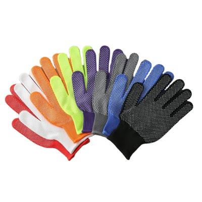 China Durable Duarble Yarn Polyester Garden Working Gloves 13 Gauge Comfortable Working Nylon PVC Dotted Gloves for sale