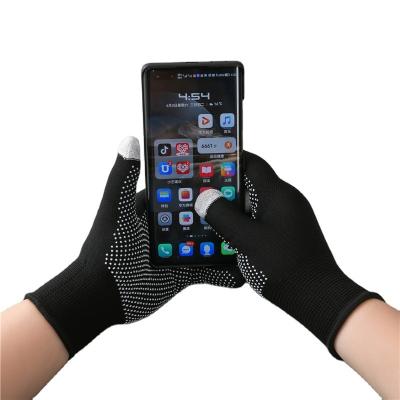 China Work Protection Working Pad Outdoor Riding Touch Screen Cell Phone 13 Gauge Nylon Breathable PVC Dotted Gloves for sale