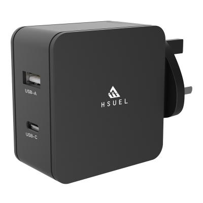 China QC3.0 HSUEL 48W USB A+C Wall Charger PD QC3.0 Dual Port Charger For iPhone Certified USB Charger UK Plug for sale