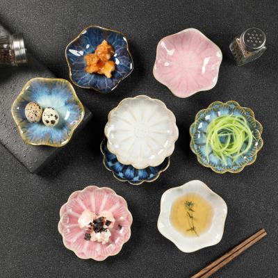 China Modern Sustainable European Style Creative Serving Custom Design Blue White Ceramic Porcelain Dessert Rose Lotus Leaf Flower Shape Dish for sale