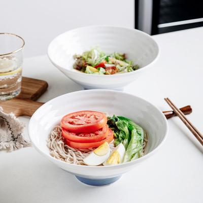 China 8.5 Inch Porcelain Soba Udon Pho Bowl Viable Custom Japanese Cereal Noodle Ceramic Ramen Bowl for sale