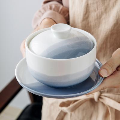 China Medicinal Bird's Nest Tonic Herbs Viable Egg Custard Small Ceramic Premium Soup Bowl Steaming Cup Stew Pot With Lid for sale