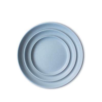 China Sustainable Colored Ceramic Dinner Set Blue Color Dessert Porcelain Stoneware Dishes Dinner Set for sale