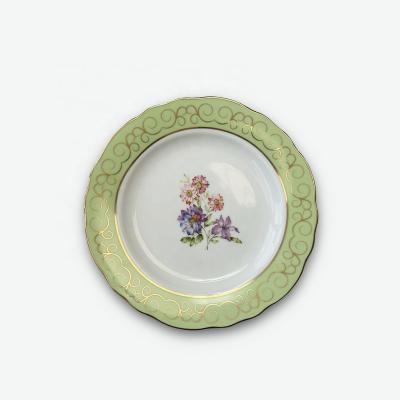 China Sustainable Modern Ceramic Dinnerware Set Suitable Set Green Wedding Hard Porcelain Dishes Porcelain Dishes Hotels To High for sale