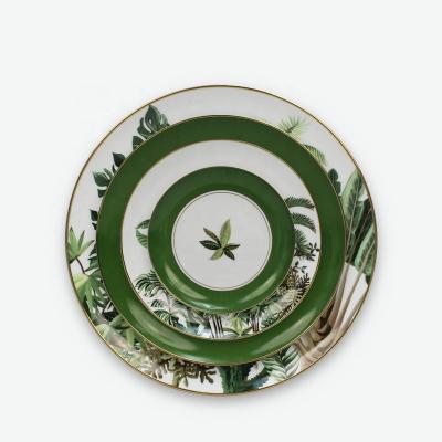 China Sustainable Porcelain Dinner Plates Green Porcelain Dinnerware Set Sustainable Tableware High Hard Dishes for sale