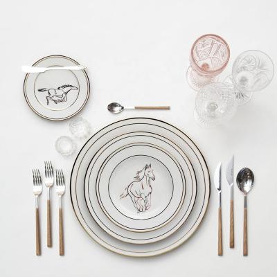 China Sustainable High End White Animal Dish Charger Ceramic Dinnerware Sets High Hard Porcelain Dinner Sets for sale