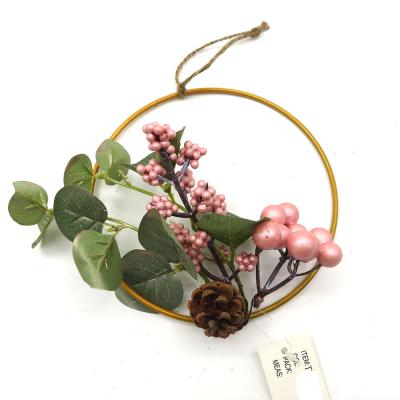 China Christmast Ornament Light Luxury Metal Wall Hanging Artificial Lavender Eucalyptus Leaves Realistic Faux Silk Flower Christmas Garland for sale