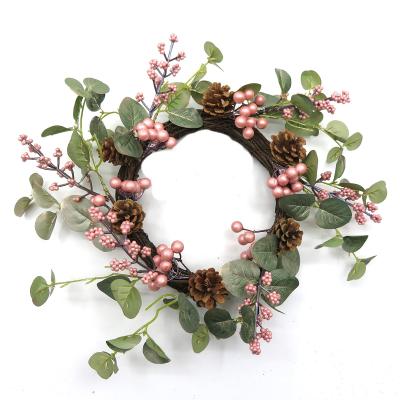 China Christmast Ornament Christmas Wreath The New Red Berry Decoration Eucalyptus Leaf Decoration for sale