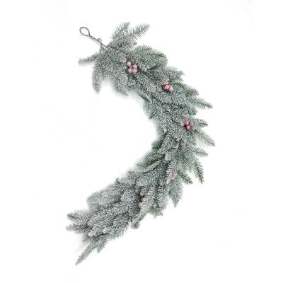 China Wholesale 2022 new products plastic paper iron Christmas pine poinsettia covered with frost and snow to decorate festival garland for sale