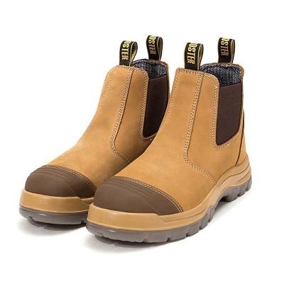 China Steel Toe High Quality Medium Cut Wheat/Black First Layer Cowbark Safety Work Boots With Anti-smashing Steel Toe For Men for sale