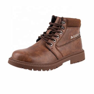 China Steel Toe Middle Cut Brown Microfiber Labor Safety Work Leather Boots With Steel Toe Sensational For Worker Men for sale