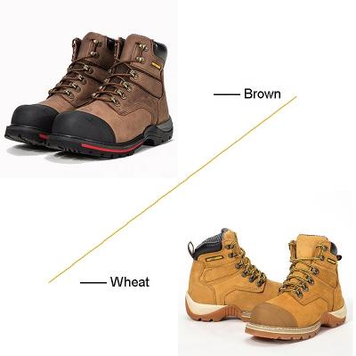 China Steel Toe High Quality Mid Cut First Wheat Coat Cowbark Safety Work Boots With Anti-smashing Steel Toe for sale