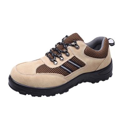 China Beige Suede Lace Toe Labor Safety Steel Work Shoes With Anti Sensational Steel Toe for sale