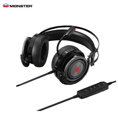 China Red Light /USB Connection Monster AIRMARS KMH5 USB Wire Control Earphone Gamer Auriculares Gaming Headset With Retractable Microphone for sale