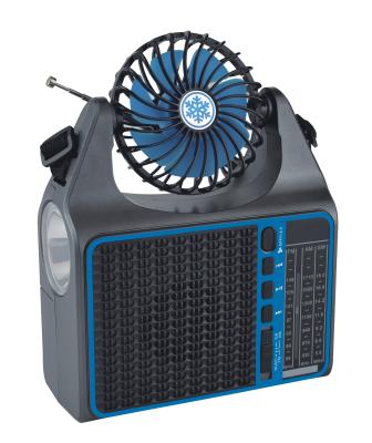 China Built in Portable BT Speaker Solar Power Fan Rechargeable Home Loudspeaker Radio Radio with Fan FP-128-S for sale