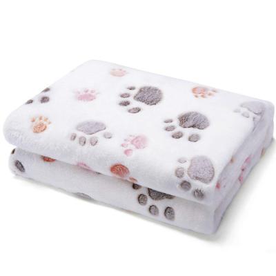 China Pet Printed Mat Cat Blanket Paw Warm Winter Puppy Dog Coral Fleece Thickened Cushion Waterproof Travel 2021 for sale