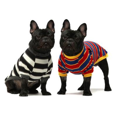 China Viable Factory Direct Cat Dress Pet Portable Supply Striped Vest Jacket Luxury Warm Dog Clothes for sale