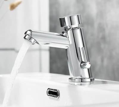 China Hot Chrome Self-closing Faucet Delay Faucet Delay Brass Sink and Cold Basin Time Delay Mixer for sale