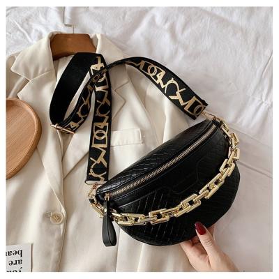 China Fashion Good Quality Crocodile Embossed Women Bags Fashion Chain Bag Leather Women's Chest Solid Color PU Shoulder Bag for sale