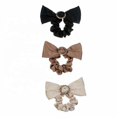 China Wholesale Price 2021 Fashion Designer Ribbon Bow Hair Bow Decorated Round Rhinestone Clip Hair Accessories For Women for sale