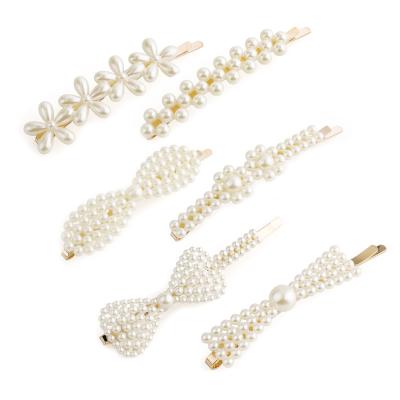 China Wholesale Price Designs 16 Fashion Elegant Fashionable Decorative Pearl Hair Pin Barrettes Pearl Hairpin Hair Clips for sale