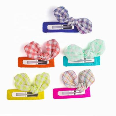 China Wholesale Sweet Korean Hair Accessories For Girls Macaron Color Hair Clips Decorated Cloth Bunny Ears Designer Handmade Barrette for sale