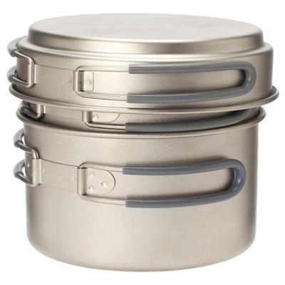 China Camping Pure Titanium Pot and Pan Ultralight Factory Customized Ultralight Titanium Cookset Portable Cookware for sale