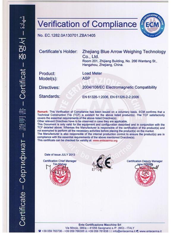 CE - Blue Arrow Weighing Technology Co.,Ltd