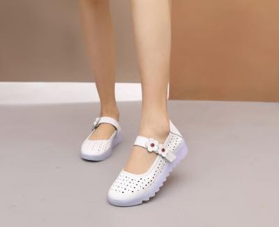 China Women's Summer Nurse White Medical Shoes Wedge Hole Style Nursing White Medical Hollow Anti-skid Shoes Woman for sale