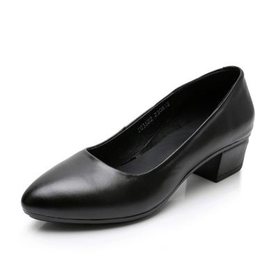 China Wholesale Hot Selling Genuine Leather Office Staff Hotel Bank Staff Anti-skid Black Cowhide Factory Women's Genuine Leather Professional Shoes for sale